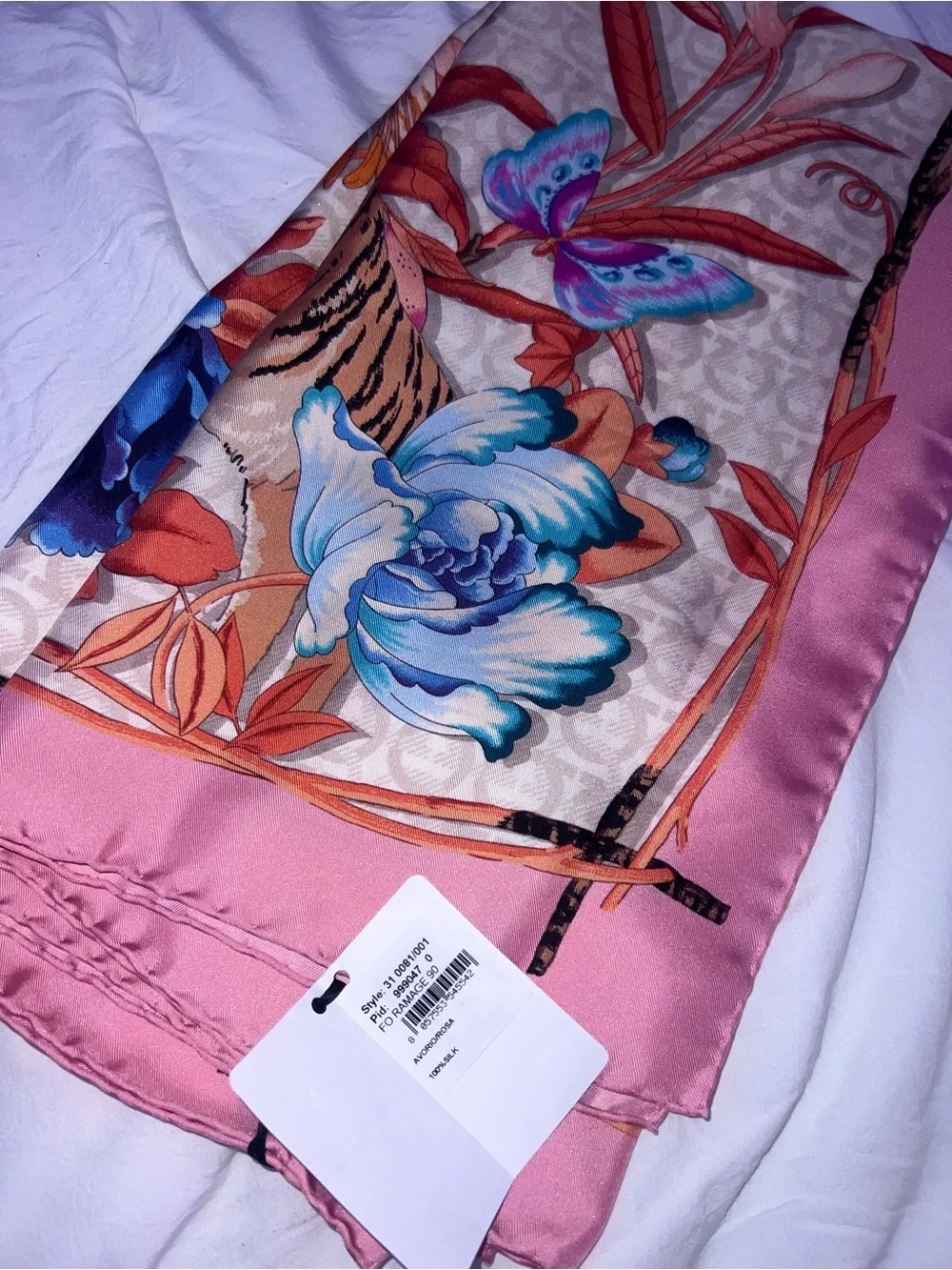 Salvatore Ferragamo Pink Silk Bandeau with Floral Accent